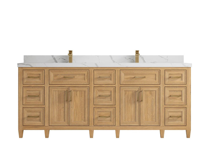 Santa Monica Teak Wood 84 in. W x 22 in. D Double Sink Bathroom Vanity - photo 8