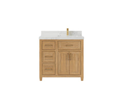 Santa Monica Teak Wood 36 in. W x 22 in. D Right Offset Sink Bathroom Vanity - photo 14