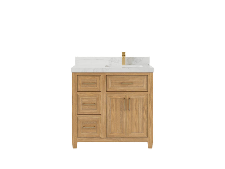 Santa Monica Teak Wood 36 in. W x 22 in. D Right Offset Sink Bathroom Vanity - photo 14