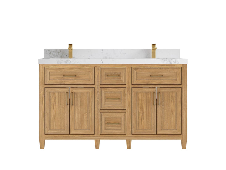 Santa Monica Teak Wood 60 in. W x 22 in. D Double Sink Bathroom Vanity - photo 14