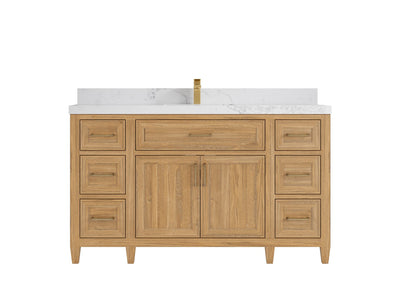 Santa Monica Teak Wood 60 in. W x 22 in. D Single Sink Bathroom Vanity