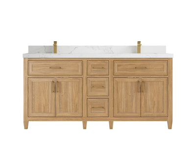 Santa Monica Teak Wood 72 in. W x 22 in. D Double Sink Bathroom Vanity