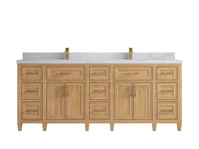 Santa Monica Teak Wood 84 in. W x 22 in. D Double Sink Bathroom Vanity