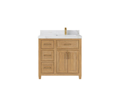 Santa Monica Teak Wood 36 in. W x 22 in. D Right Offset Sink Bathroom Vanity - photo 9