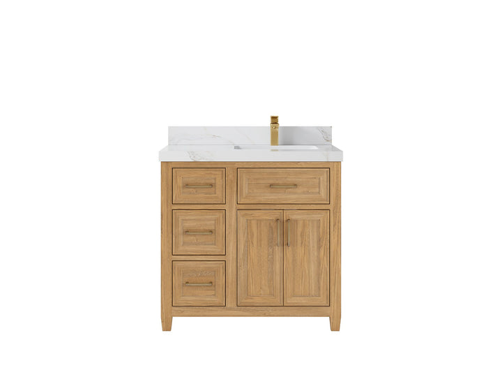 Santa Monica Teak Wood 36 in. W x 22 in. D Right Offset Sink Bathroom Vanity - photo 9