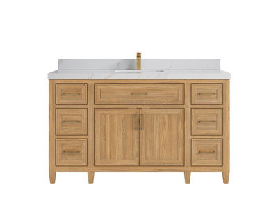Santa Monica Teak Wood 60 in. W x 22 in. D Single Sink Bathroom Vanity