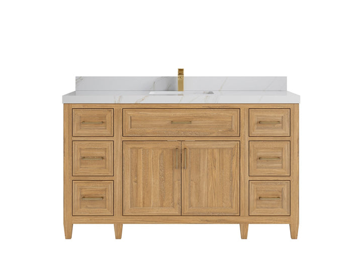 Santa Monica Teak Wood 60 in. W x 22 in. D Single Sink Bathroom Vanity - photo 9