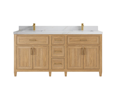 Santa Monica Teak Wood 72 in. W x 22 in. D Double Sink Bathroom Vanity