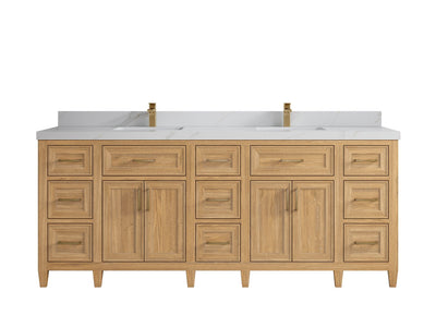 Santa Monica Teak Wood 84 in. W x 22 in. D Double Sink Bathroom Vanity