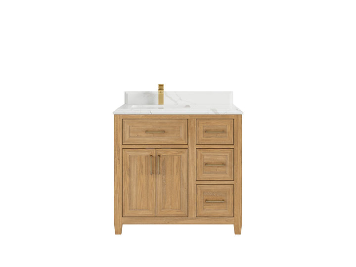Santa Monica Teak Wood 36 in. W x 22 in. D Left Offset Sink Bathroom Vanity - photo 18