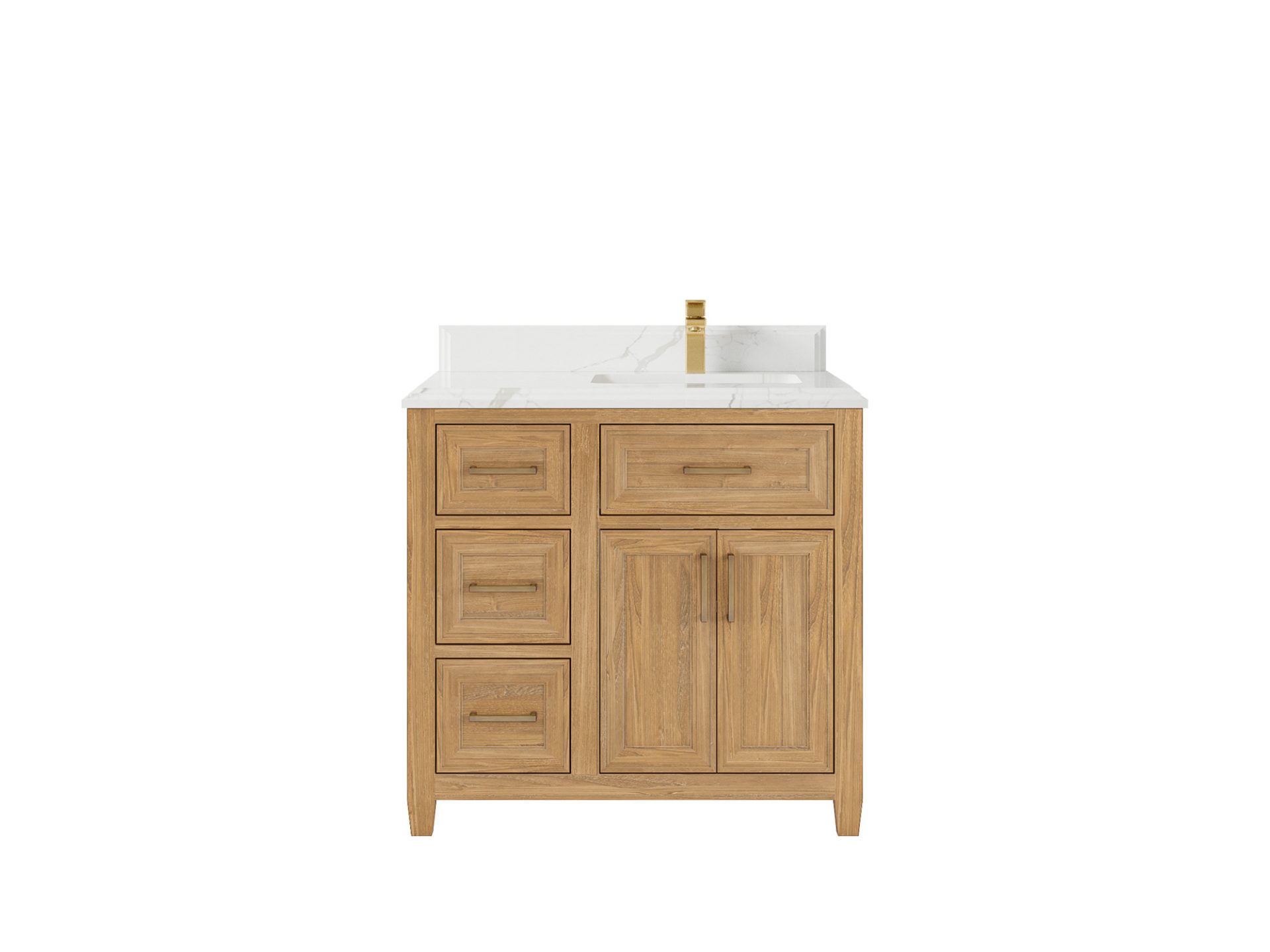 Santa Monica Teak Wood 36 in. W x 22 in. D Right Offset Sink Bathroom Vanity
