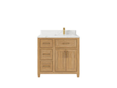 Santa Monica Teak Wood 36 in. W x 22 in. D Right Offset Sink Bathroom Vanity - photo 18