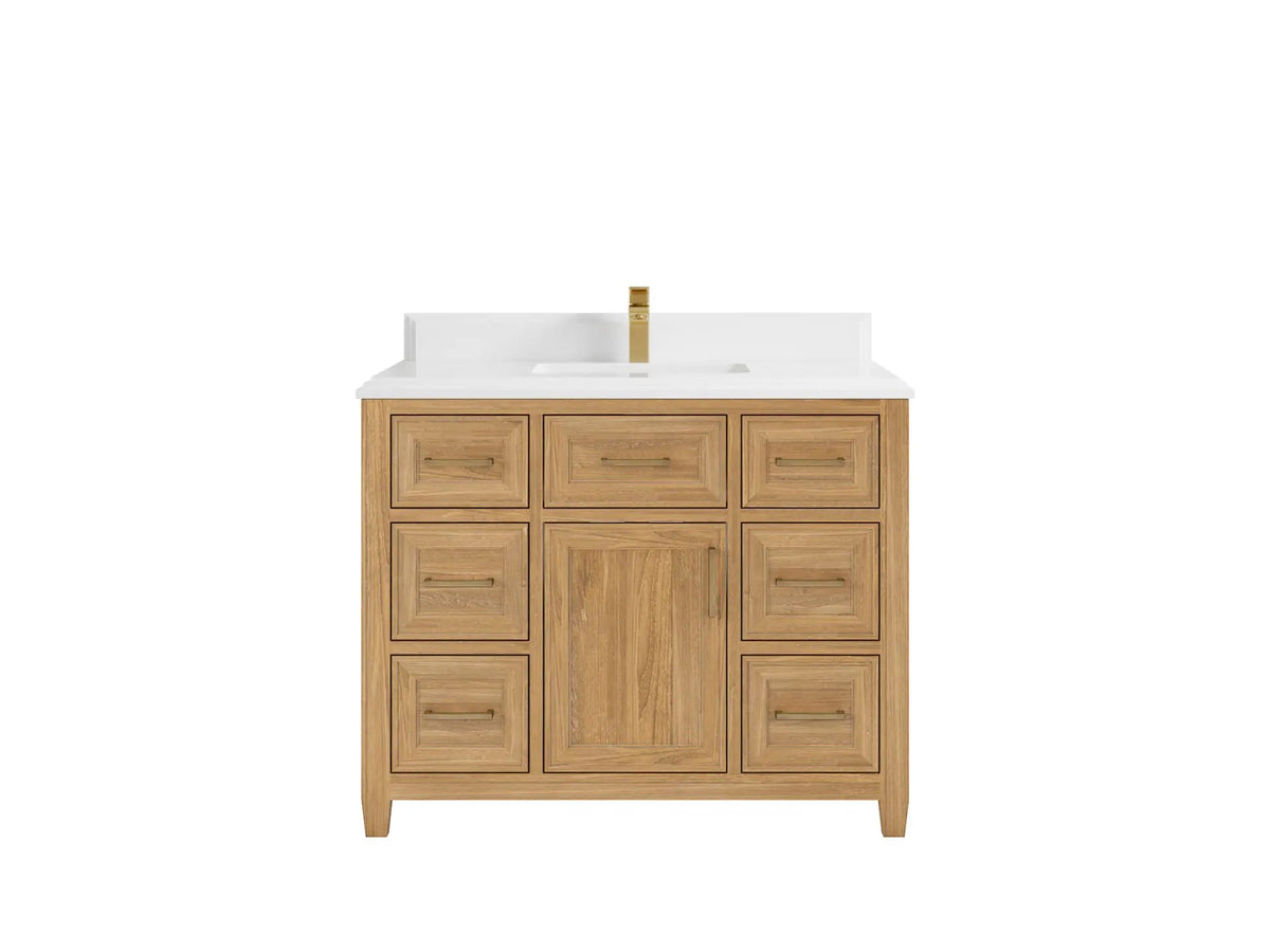 Santa Monica Teak Wood 42 in. W x 22 in. D Single Sink Bathroom Vanity