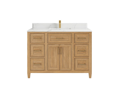 Santa Monica Teak Wood 48 in. W x 22 in. D Single Sink Bathroom Vanity