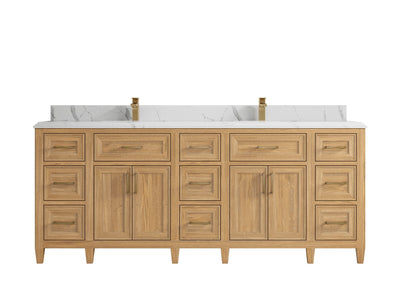Santa Monica Teak Wood 84 in. W x 22 in. D Double Sink Bathroom Vanity