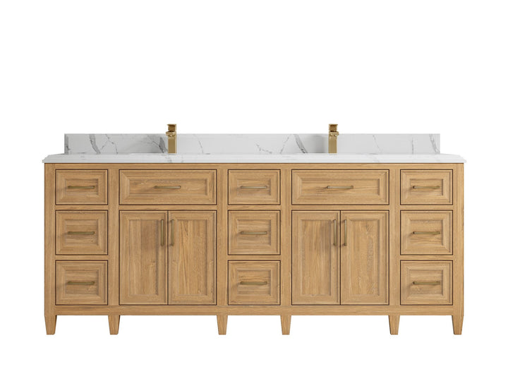 Santa Monica Teak Wood 84 in. W x 22 in. D Double Sink Bathroom Vanity - photo 18