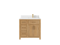 Santa Monica Teak Wood 36 in. W x 22 in. D Right Offset Sink Bathroom Vanity - photo 19