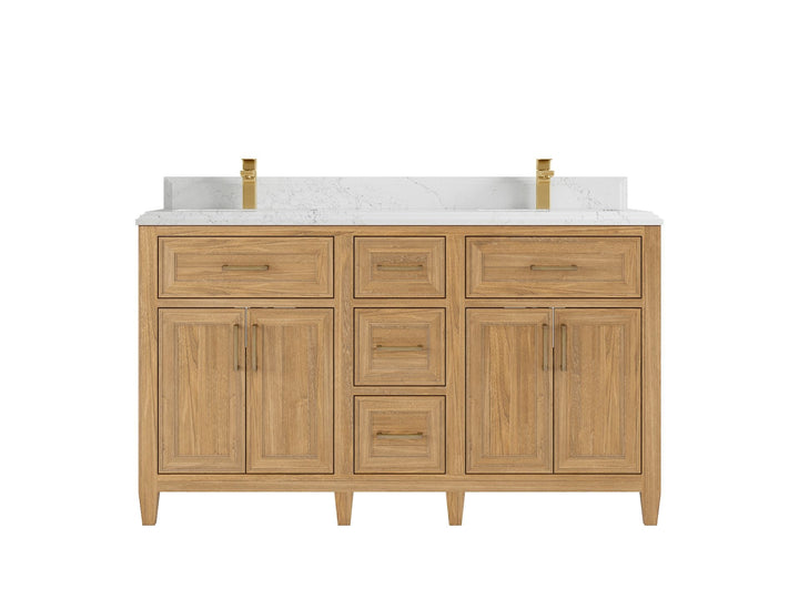 Santa Monica Teak Wood 60 in. W x 22 in. D Double Sink Bathroom Vanity - photo 19