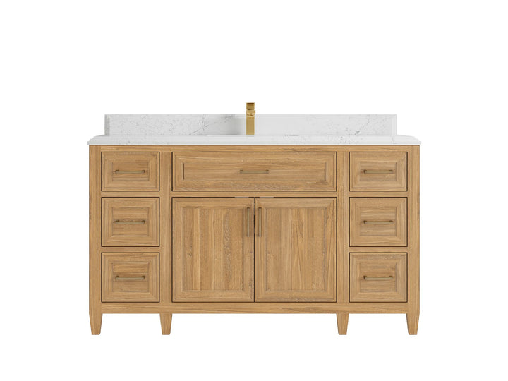 Santa Monica Teak Wood 60 in. W x 22 in. D Single Sink Bathroom Vanity - photo 19