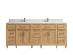 Santa Monica Teak Wood 84 in. W x 22 in. D Double Sink Bathroom Vanity - photo 19