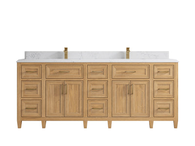 Santa Monica Teak Wood 84 in. W x 22 in. D Double Sink Bathroom Vanity