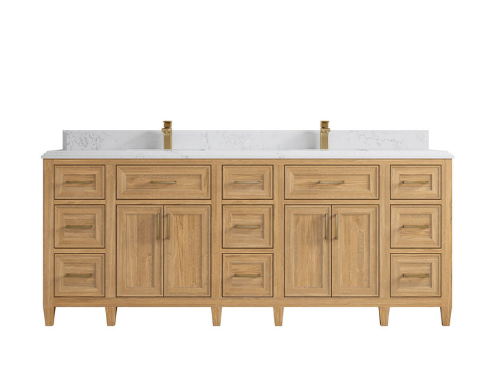 Santa Monica Teak Wood 84 in. W x 22 in. D Double Sink Bathroom Vanity - photo 19