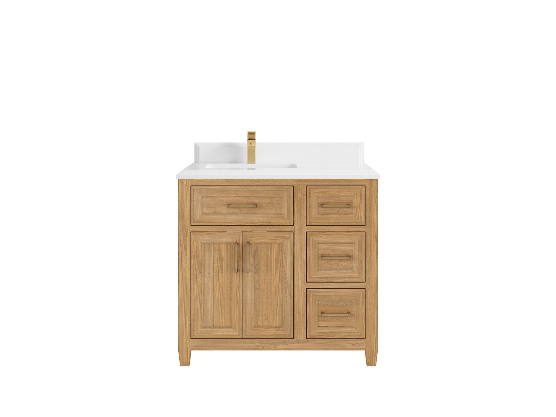 Santa Monica Teak Wood 36 in. W x 22 in. D Left Offset Sink Bathroom Vanity