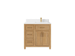 Santa Monica Teak Wood 36 in. W x 22 in. D Right Offset Sink Bathroom Vanity - photo 20