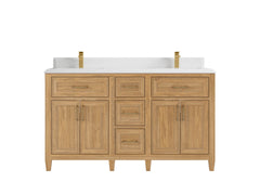 Santa Monica Teak Wood 60 in. W x 22 in. D Double Sink Bathroom Vanity - photo 20