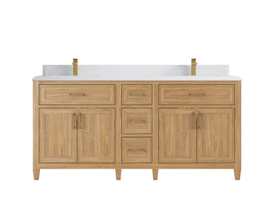 Santa Monica Teak Wood 72 in. W x 22 in. D Double Sink Bathroom Vanity