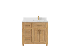 Santa Monica Teak Wood 36 in. W x 22 in. D Right Offset Sink Bathroom Vanity - photo 21