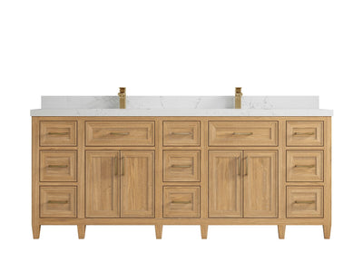Santa Monica Teak Wood 84 in. W x 22 in. D Double Sink Bathroom Vanity
