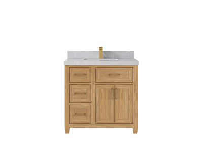 Santa Monica Teak Wood 36 in. W x 22 in. D Center Sink Bathroom Vanity