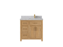 Santa Monica Teak Wood 36 in. W x 22 in. D Right Offset Sink Bathroom Vanity - photo 22