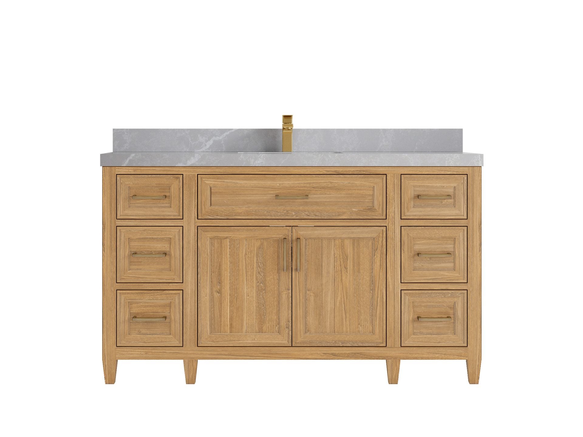 Santa Monica Teak Wood 60 in. W x 22 in. D Single Sink Bathroom Vanity
