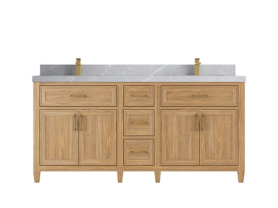 Santa Monica Teak Wood 72 in. W x 22 in. D Double Sink Bathroom Vanity