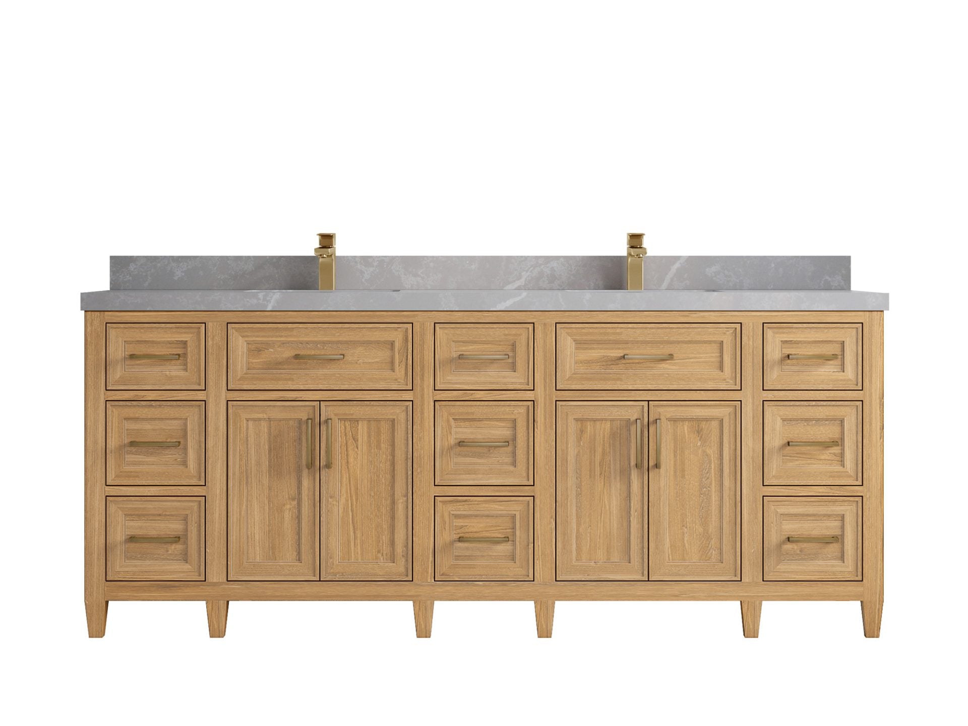 Santa Monica Teak Wood 84 in. W x 22 in. D Double Sink Bathroom Vanity