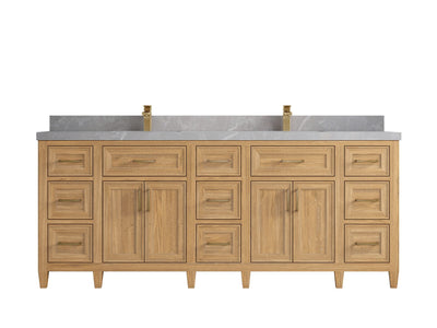 Santa Monica Teak Wood 84 in. W x 22 in. D Double Sink Bathroom Vanity