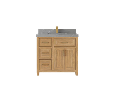 Santa Monica Teak Wood 36 in. W x 22 in. D Center Sink Bathroom Vanity