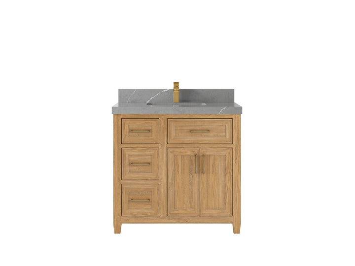Santa Monica Teak Wood 36 in. W x 22 in. D Center Sink Bathroom Vanity - photo 22