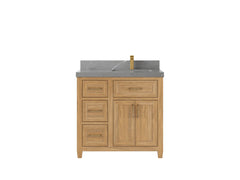 Santa Monica Teak Wood 36 in. W x 22 in. D Right Offset Sink Bathroom Vanity - photo 23