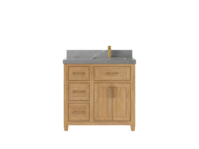 Santa Monica Teak Wood 36 in. W x 22 in. D Right Offset Sink Bathroom Vanity
