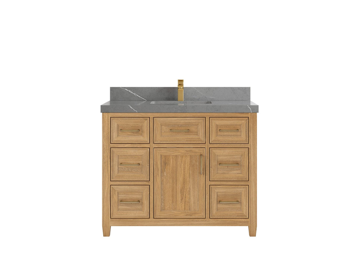 Santa Monica Teak Wood 42 in. W x 22 in. D Single Sink Bathroom Vanity