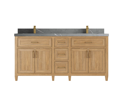 Santa Monica Teak Wood 72 in. W x 22 in. D Double Sink Bathroom Vanity