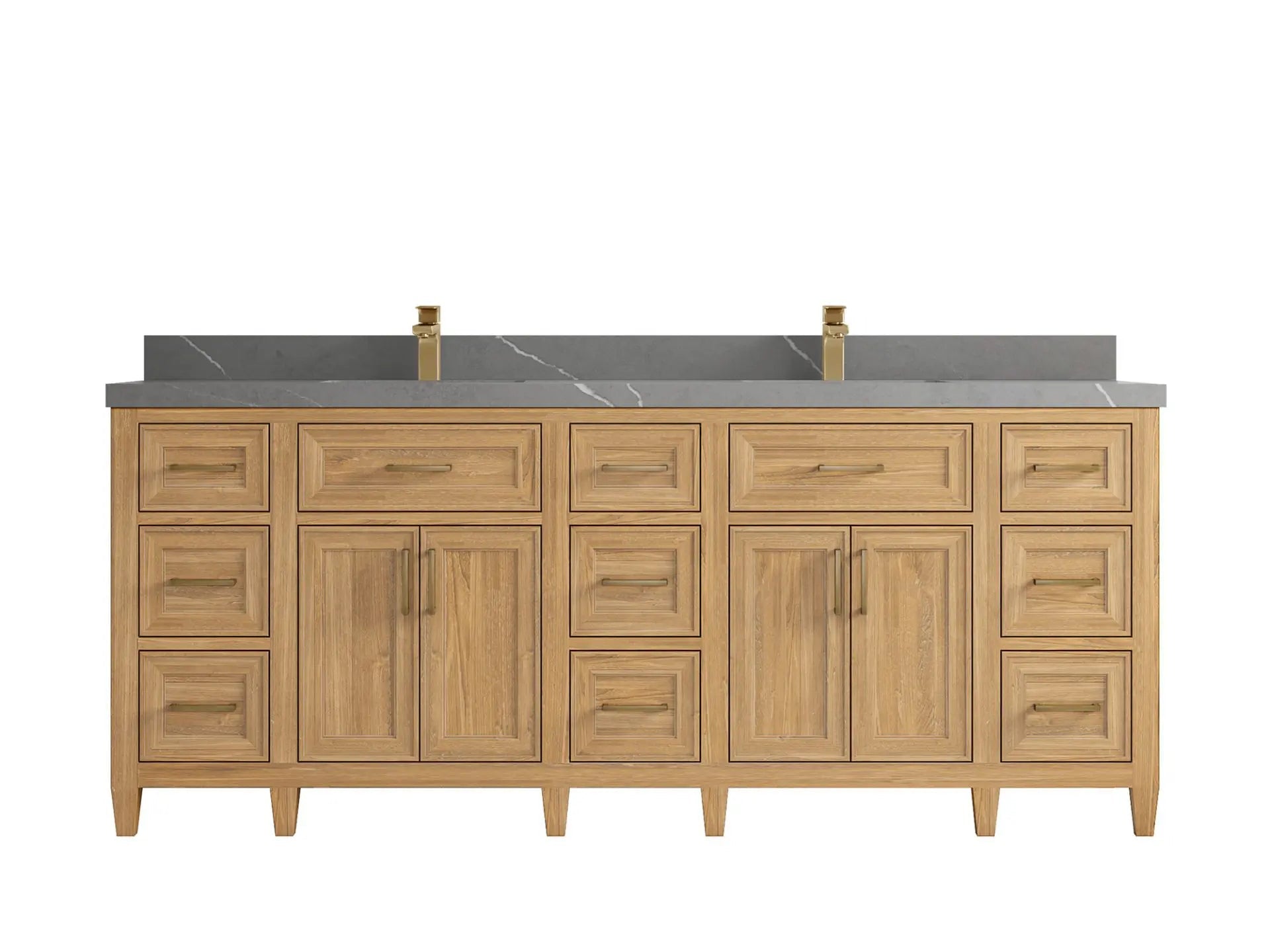 Santa Monica Teak Wood 84 in. W x 22 in. D Double Sink Bathroom Vanity
