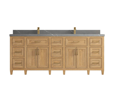 Santa Monica Teak Wood 84 in. W x 22 in. D Double Sink Bathroom Vanity