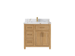 Santa Monica Teak Wood 36 in. W x 22 in. D Center Sink Bathroom Vanity - photo 9