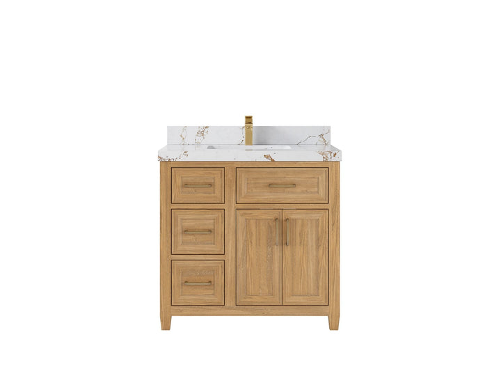 Santa Monica Teak Wood 36 in. W x 22 in. D Center Sink Bathroom Vanity - photo 9