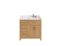 Santa Monica Teak Wood 36 in. W x 22 in. D Right Offset Sink Bathroom Vanity - photo 10