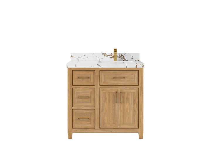 Santa Monica Teak Wood 36 in. W x 22 in. D Right Offset Sink Bathroom Vanity - photo 10